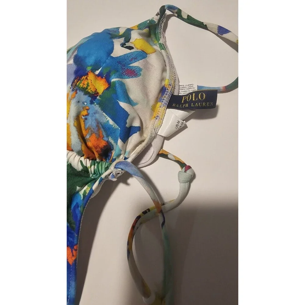 Polo Ralph Lauren Floral Halter One Piece Swimsuit Multicolor Size M - Picture 2 of 7